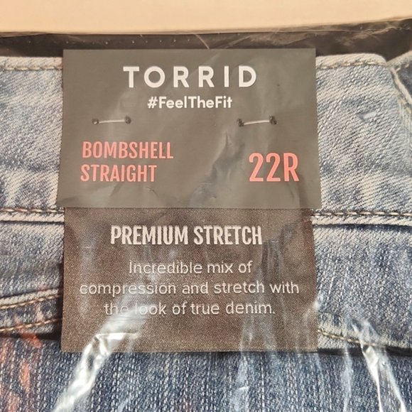 ❤️NWT VINTAGE TORRID JEANS - BOMBSHELL STRAIGHT STRETCH HIGH RISE DISTRESSED - Picture 7 of 12